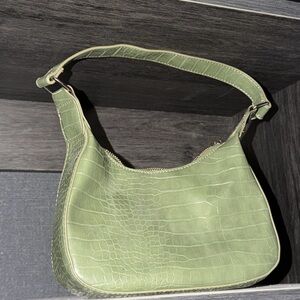 Green Faux Crocodile-Embossed Women's Bag